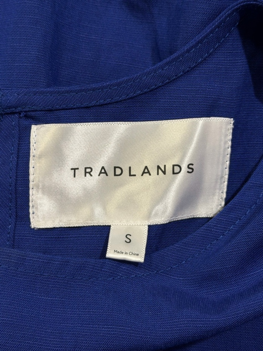 Tradlands Size Small Blue Chalet Tiered Midi Dress Tencel Linen Cottagecore - Picture 3 of 5